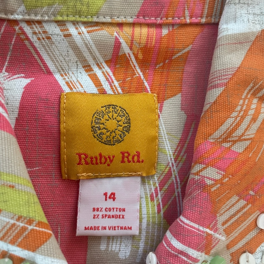 Ruby Rd. Brushstroke Print Button Jacket in Pink,… - image 3